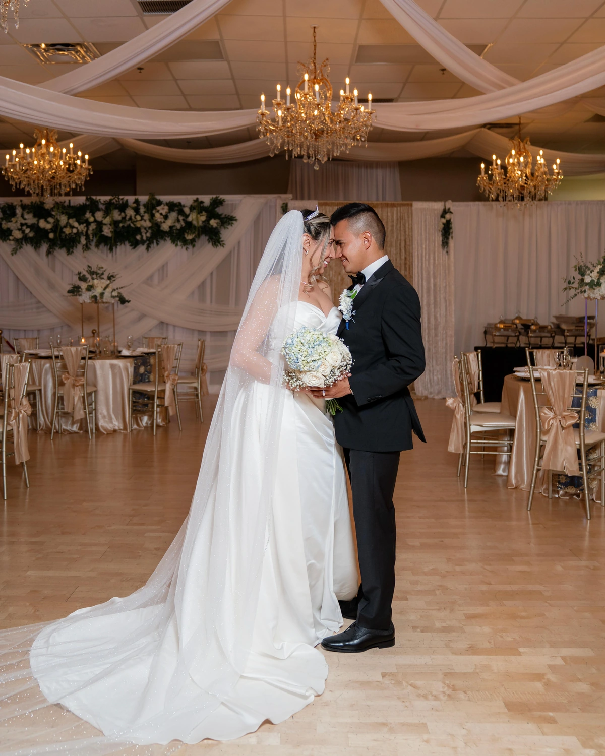 A couple celebrating their wedding at Nencini Ballroom