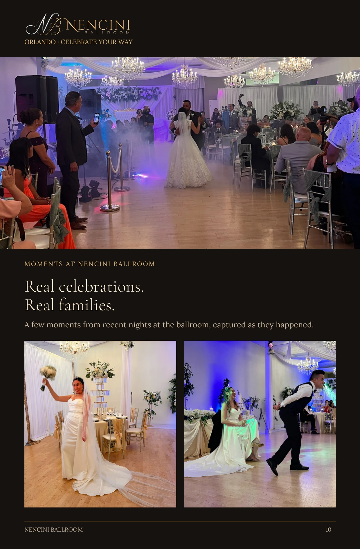 Moments — MOMENTS AT NENCINI BALLROOM Real celebrations.
Real families. A few moments from recent nights at the ballroom, captured as they happened.