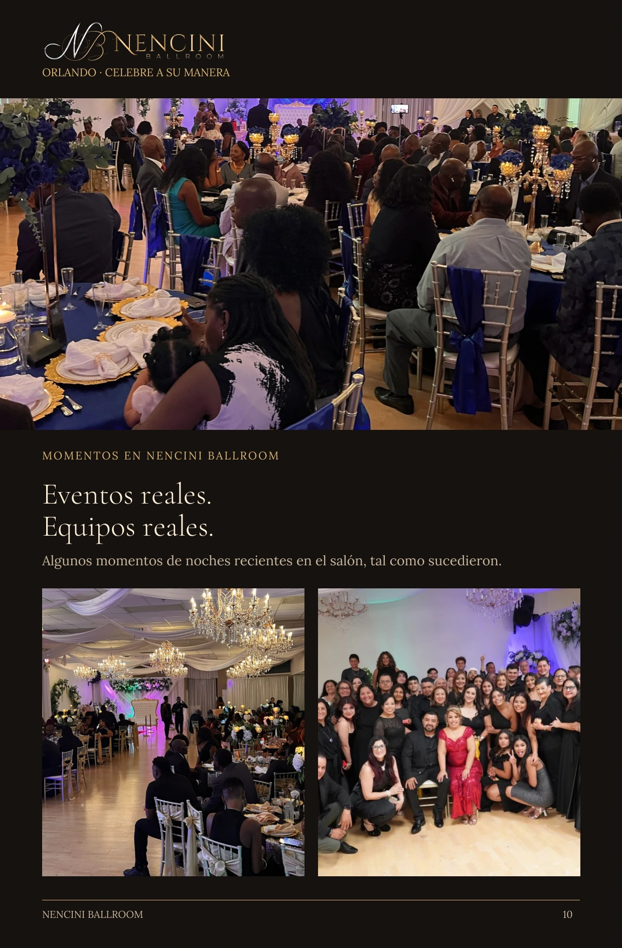 Momentos — MOMENTOS EN NENCINI BALLROOM Eventos reales.
Equipos reales. Algunos momentos de noches recientes en el salón, tal como sucedieron.