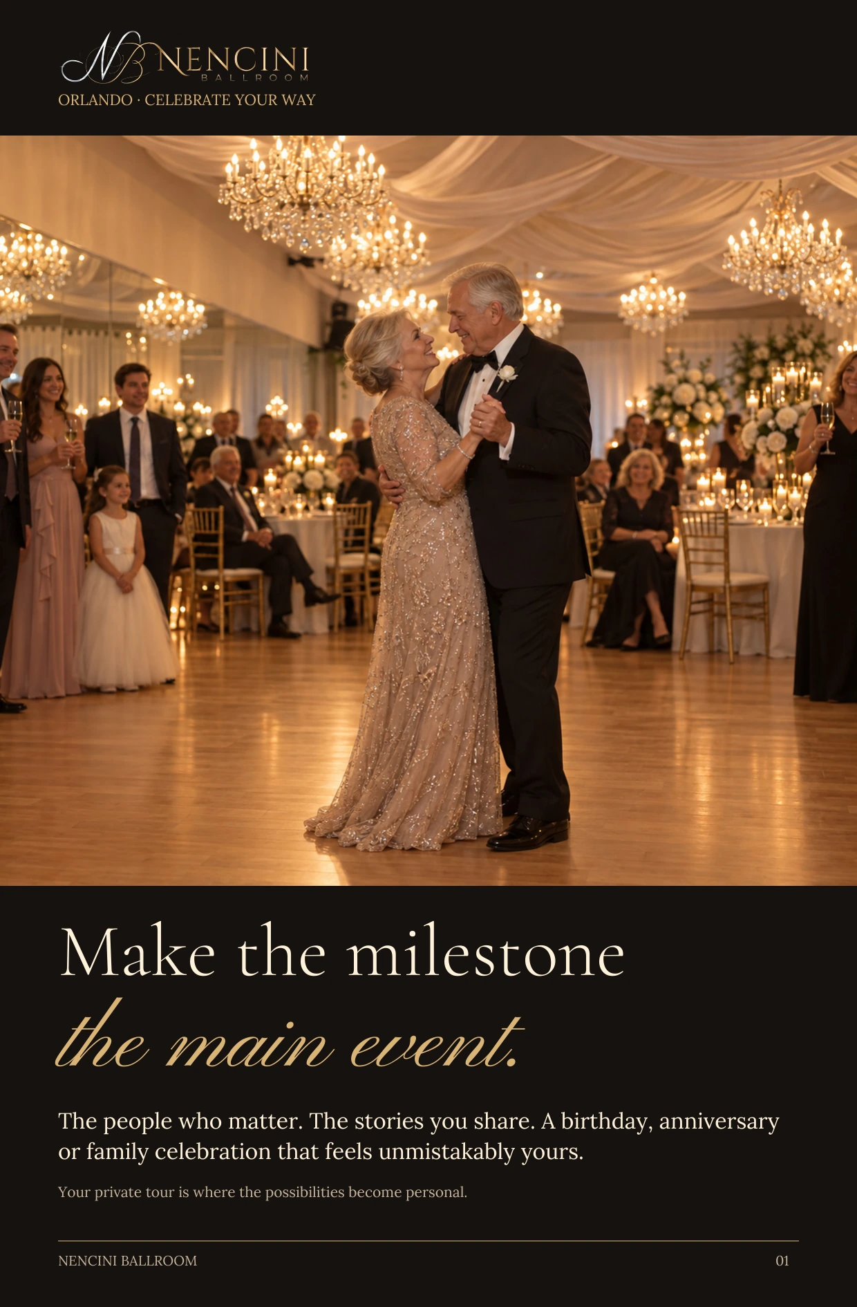 Milestones & celebrations — Make the milestone the main event. The people who matter. The stories you share. A birthday, anniversary or family celebration that feels unmistakably yours. Your private tour is where the possibilities become personal.