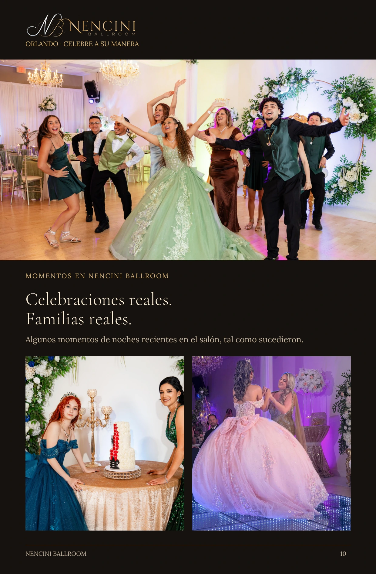 Momentos — MOMENTOS EN NENCINI BALLROOM Celebraciones reales.
Familias reales. Algunos momentos de noches recientes en el salón, tal como sucedieron.